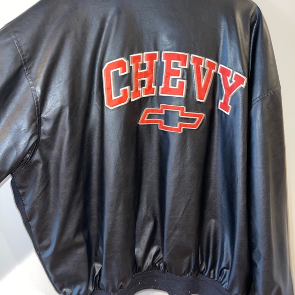 Steve & Barry's Mens Chevy Black Faux Leather & Fabric Bomber Jacket  XX… - Picture 6 of 11